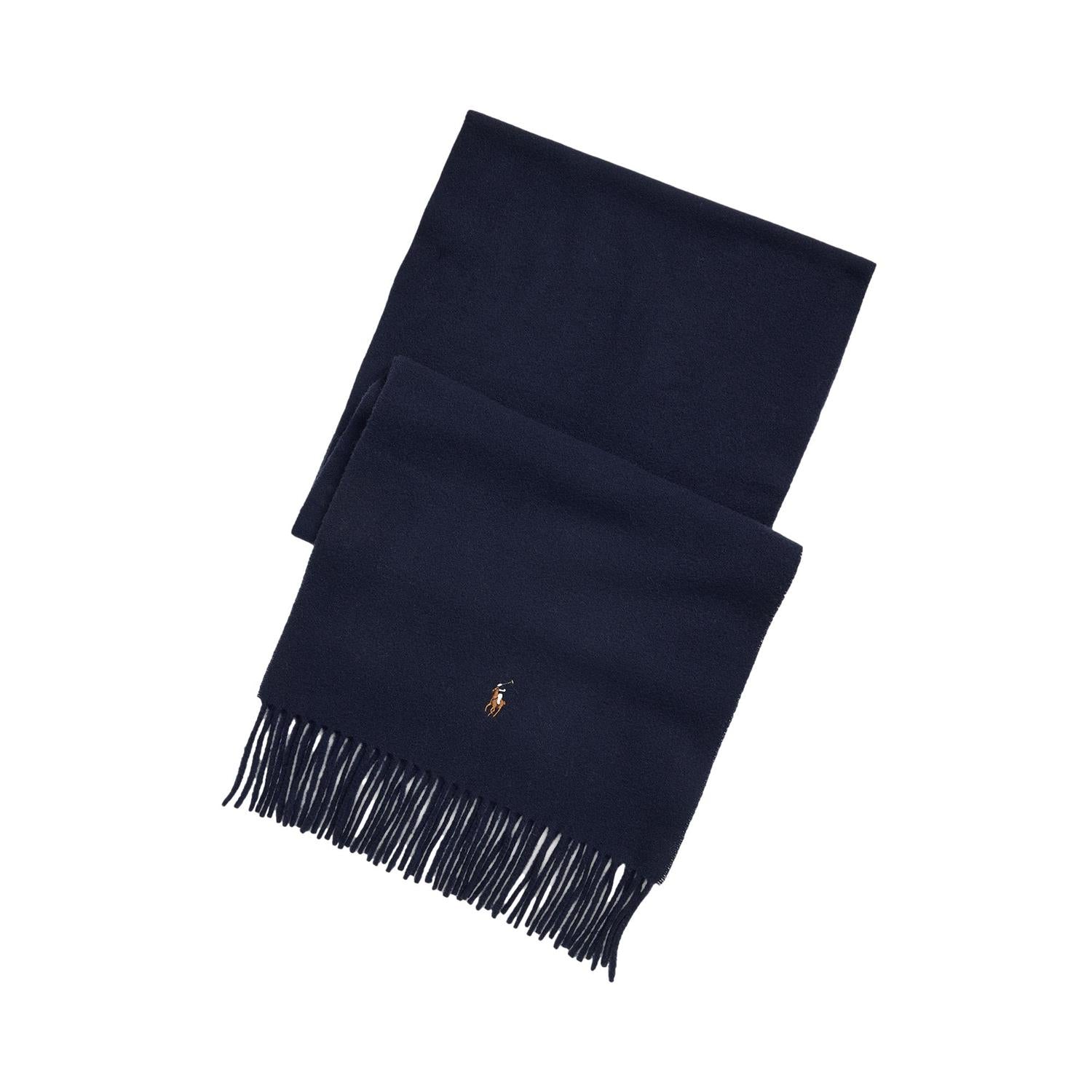 Polo Ralph Lauren Fringe Virgin Wool Scarf Skjerf Marine - chrismoa.no