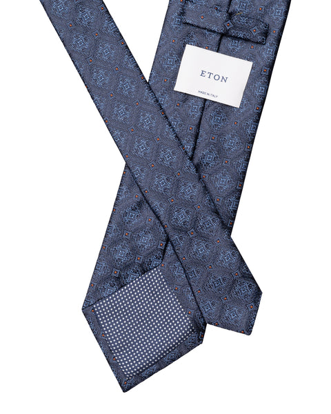 Eton Medallion Woven Silk Tie Slips Blå