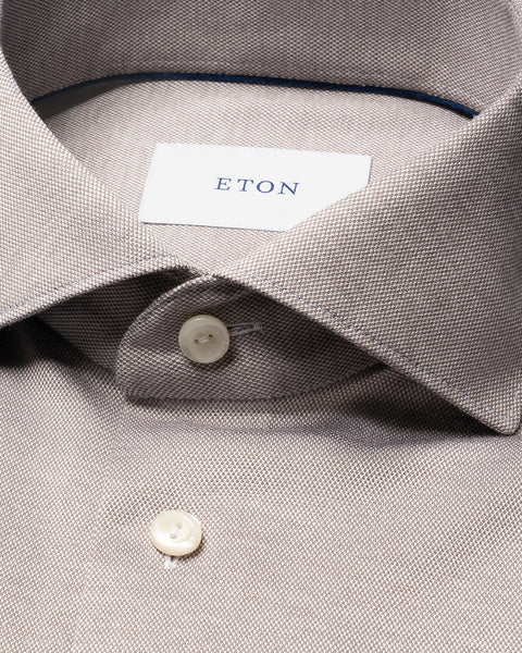 Eton Filo Di Scozia Knit Shirt Skjorte Lysebrun - chrismoa.no