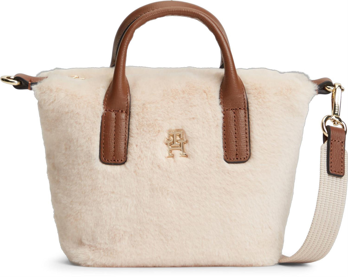 Tommy Hilfiger Popette Micro Tote Faux Fur Veske Beige