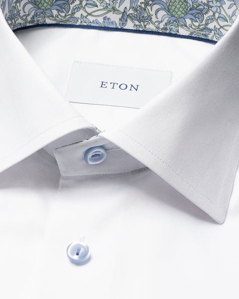 Eton Floral Effect Signature Twill Shirt Skjorte Hvit - chrismoa.no