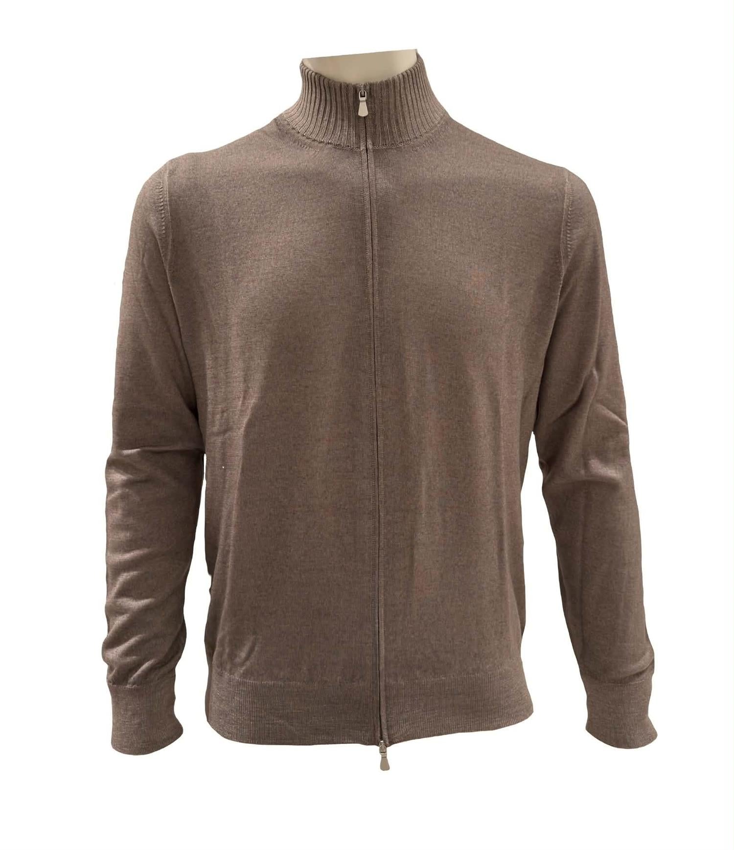 Gran Sasso Giubbino M/L Zip Genser Lysebrun