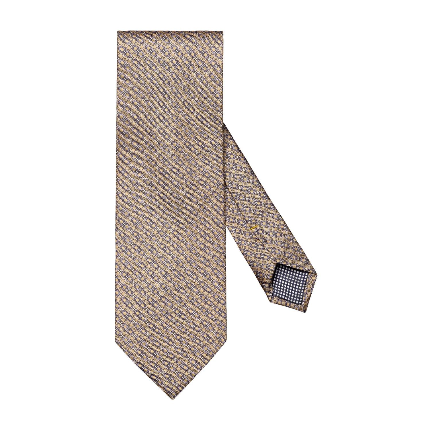 Eton Beige Geometric Print Silk Tie Slips Beige