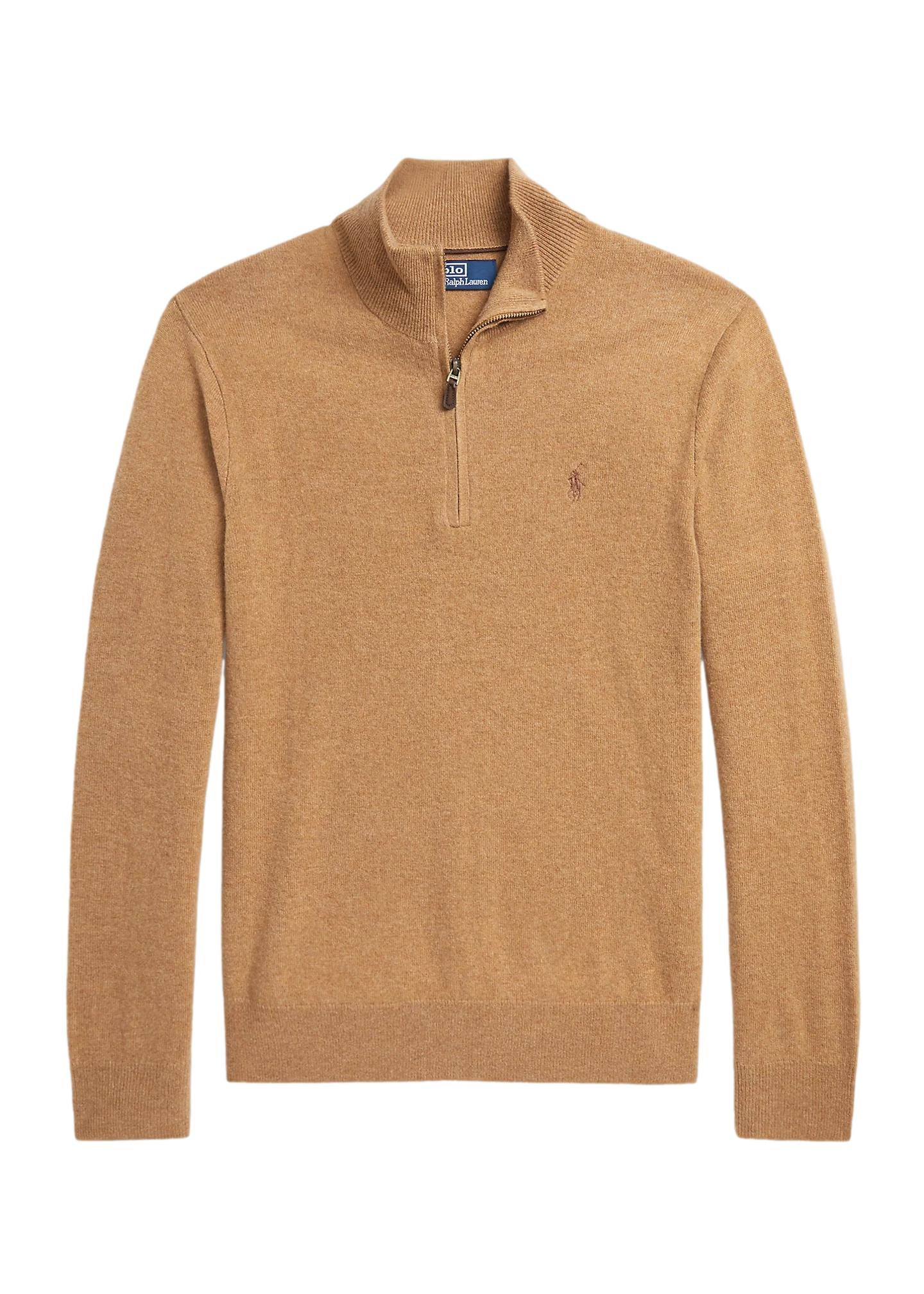 Polo Ralph Lauren Wool Quarter-Zip Sweater Genser Camel - chrismoa.no