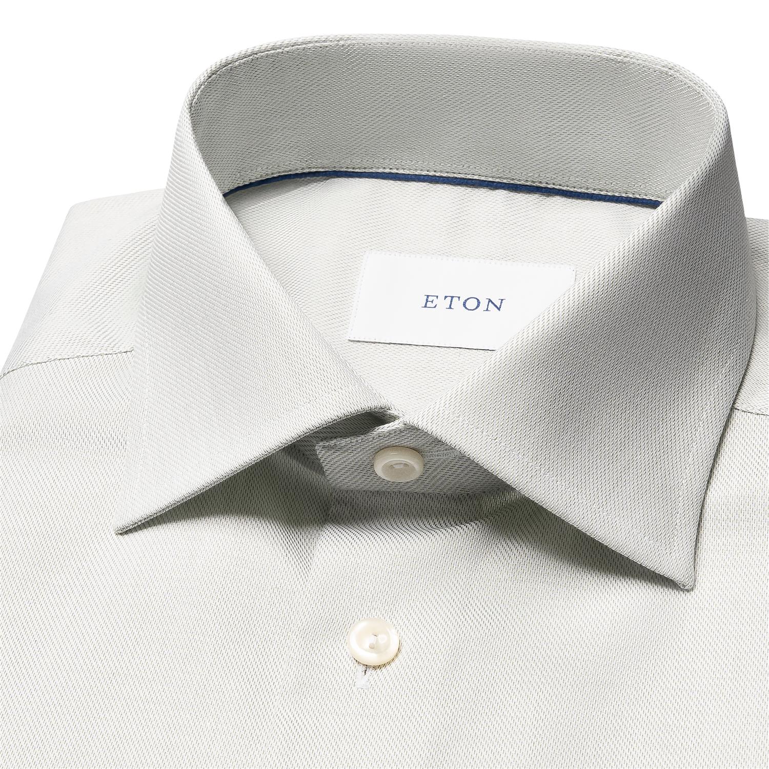 Eton Light Green Melange Semi Solid Twill Contemporary Fit Shirt Skjorte Lys Grønn Melert