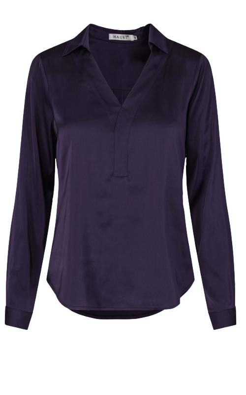 Haust V-Neck classic blouse Bluse Marine