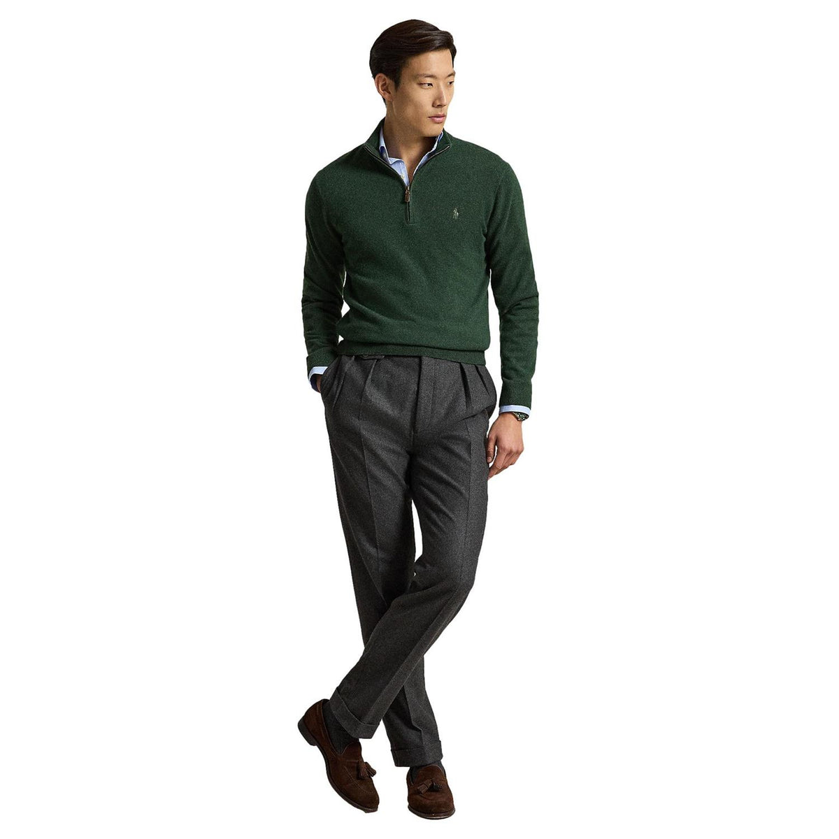 Polo Ralph Lauren Wool Quarter-Zip Sweater Genser Mørkegrønn