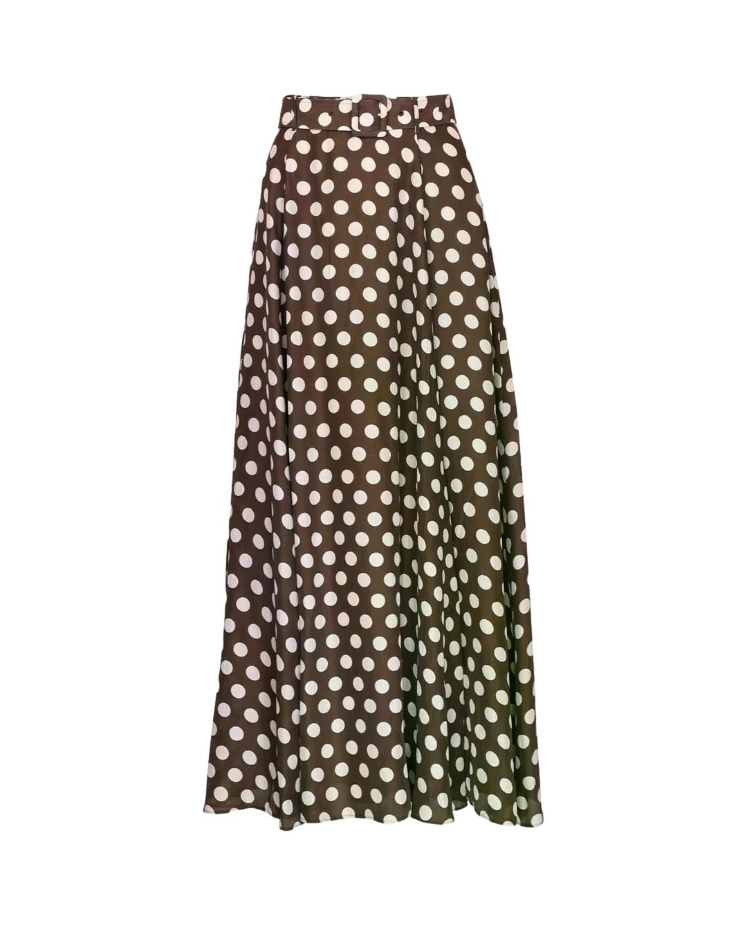 By TiMo Striped Organza Maxi Skirt Skjørt Brun