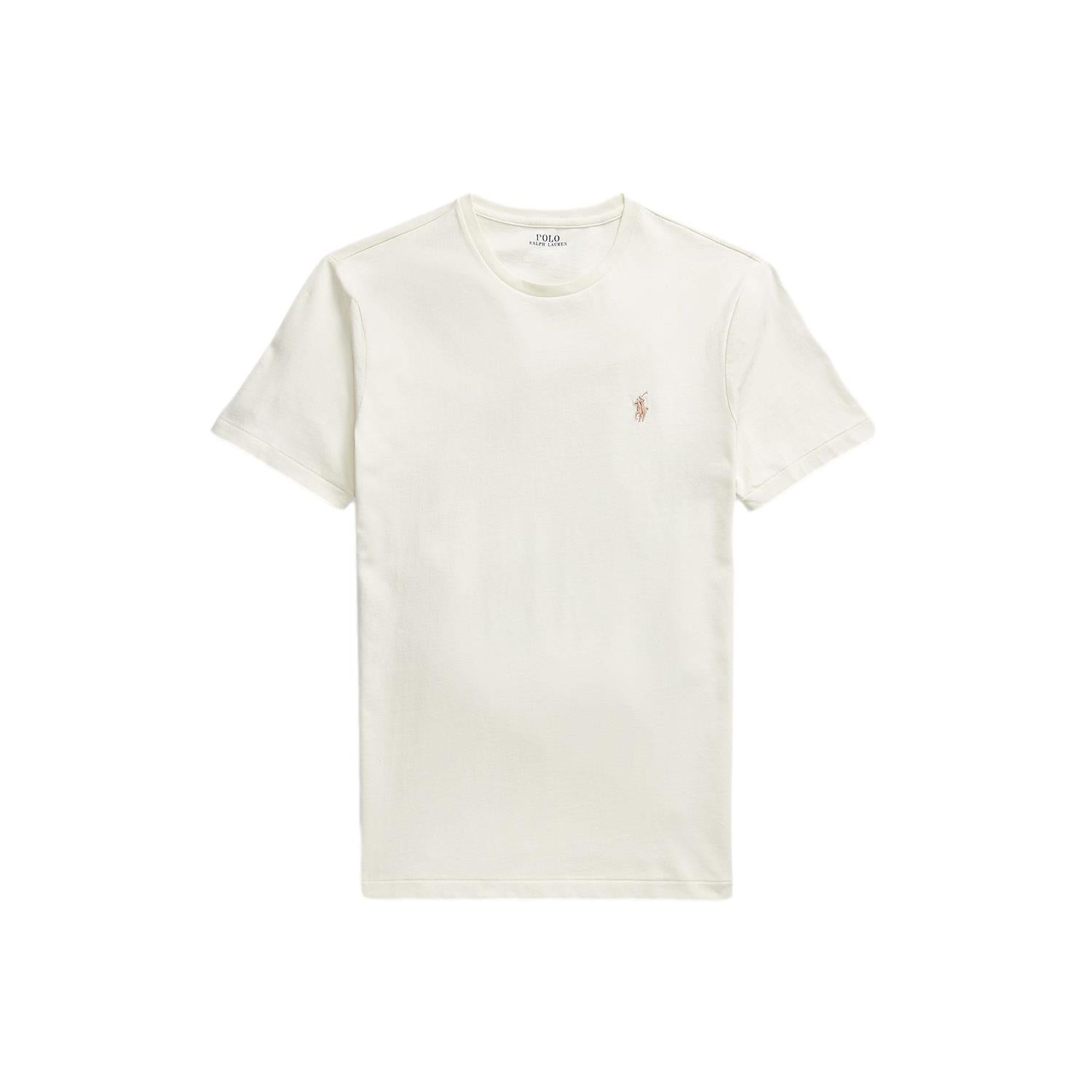 Polo Ralph Lauren CUSTOM SLIM FIT JERSEY CREWNECK T-SHIRT T-Shirt Cream - chrismoa.no