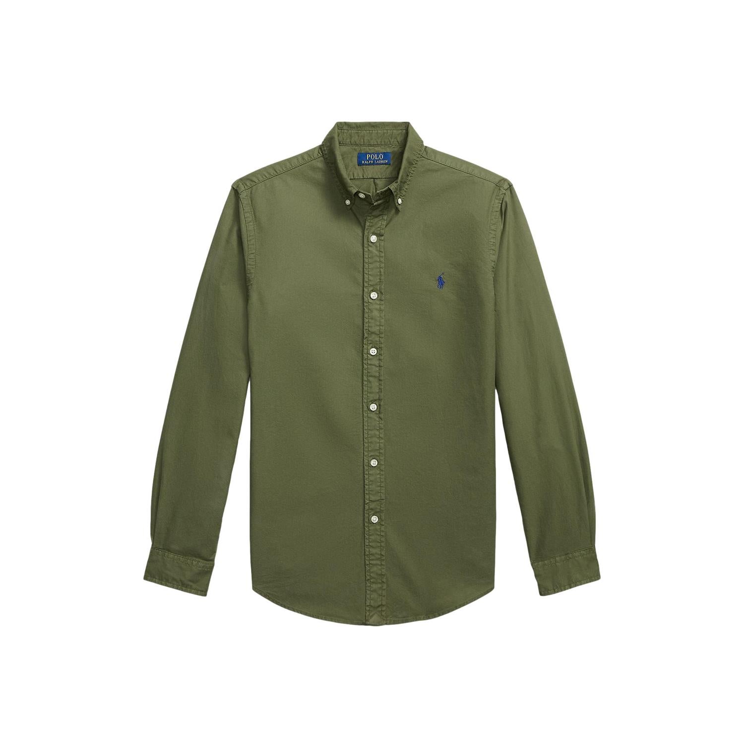 Polo Ralph Lauren Slim fit Garment-Dyed Oxford Shirt Skjorte Oliven - chrismoa.no