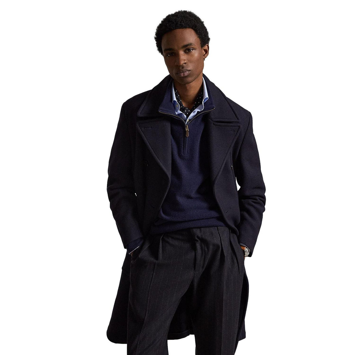 Polo Ralph Lauren Wool Quarter-Zip Sweater Genser Marine