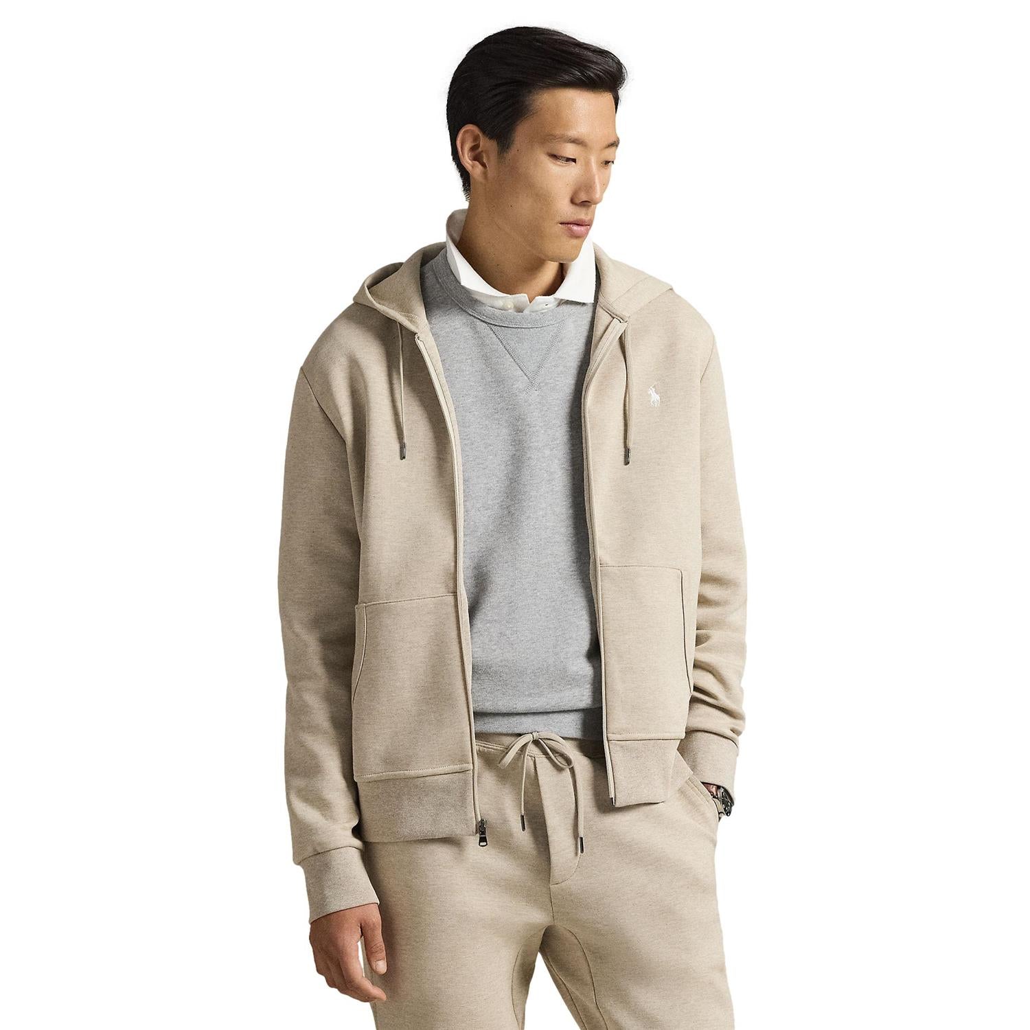 Polo Ralph Lauren Double-Knit Full-Zip Hoodie Genser Lys-Beige - chrismoa.no