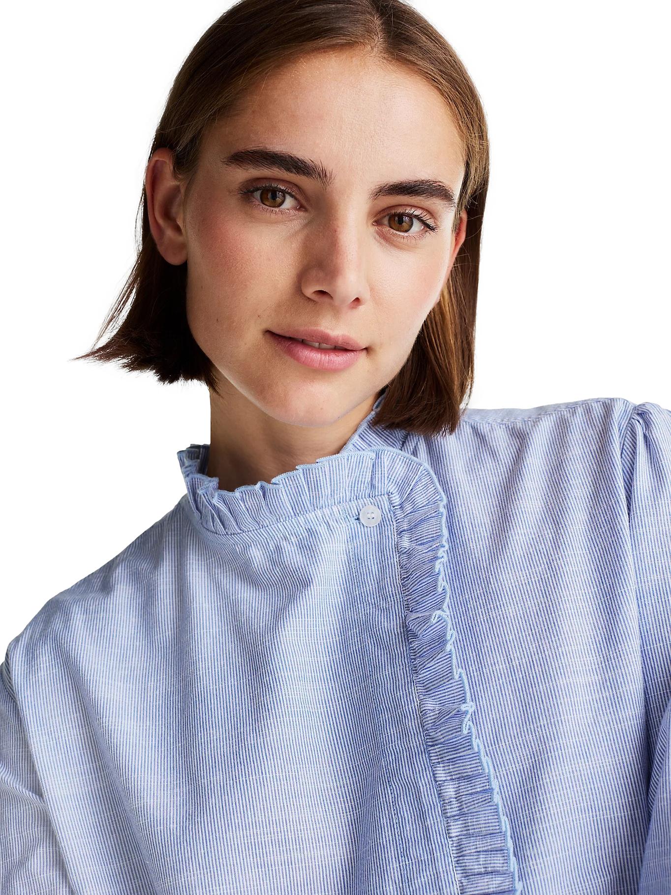 Tommy Hilfiger Cotton STP Ruffle Relaxed Shirt Skjorte Lys Blå Melert