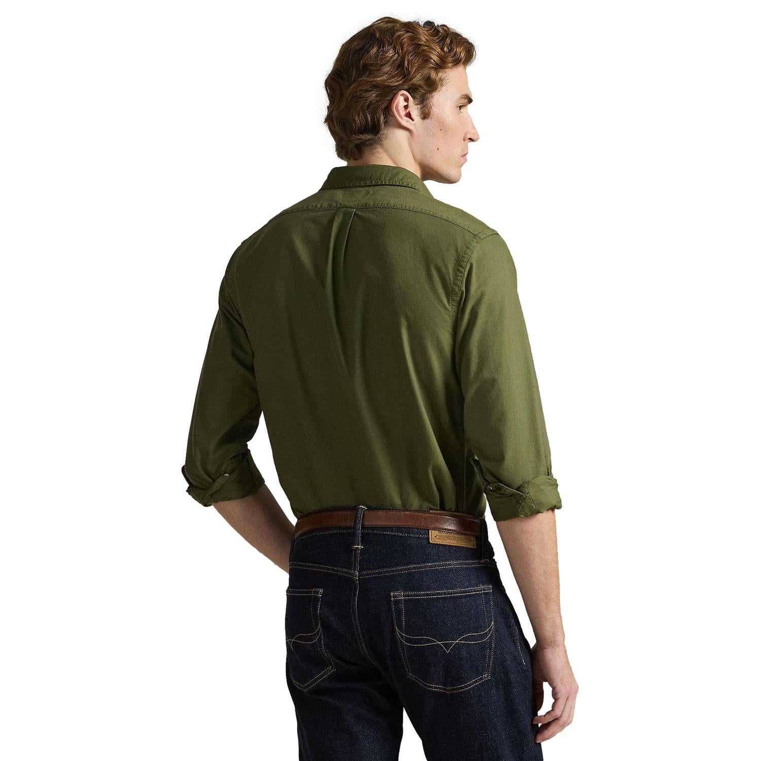 Polo Ralph Lauren Slim fit Garment-Dyed Oxford Shirt Skjorte Oliven - chrismoa.no
