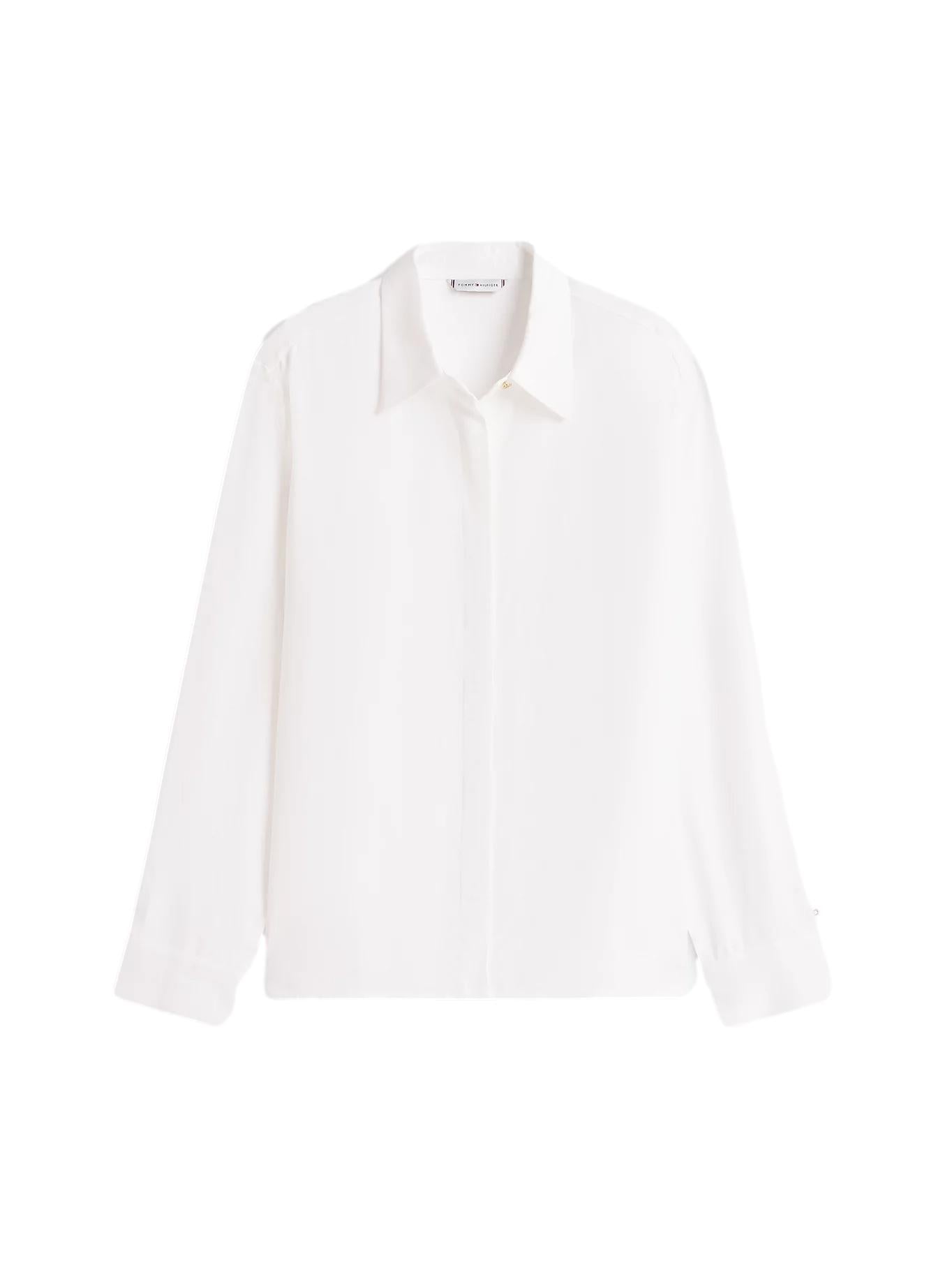 Tommy Hilfiger Regular Fit Concealed Placket Shirt Bluse Hvit - chrismoa.no
