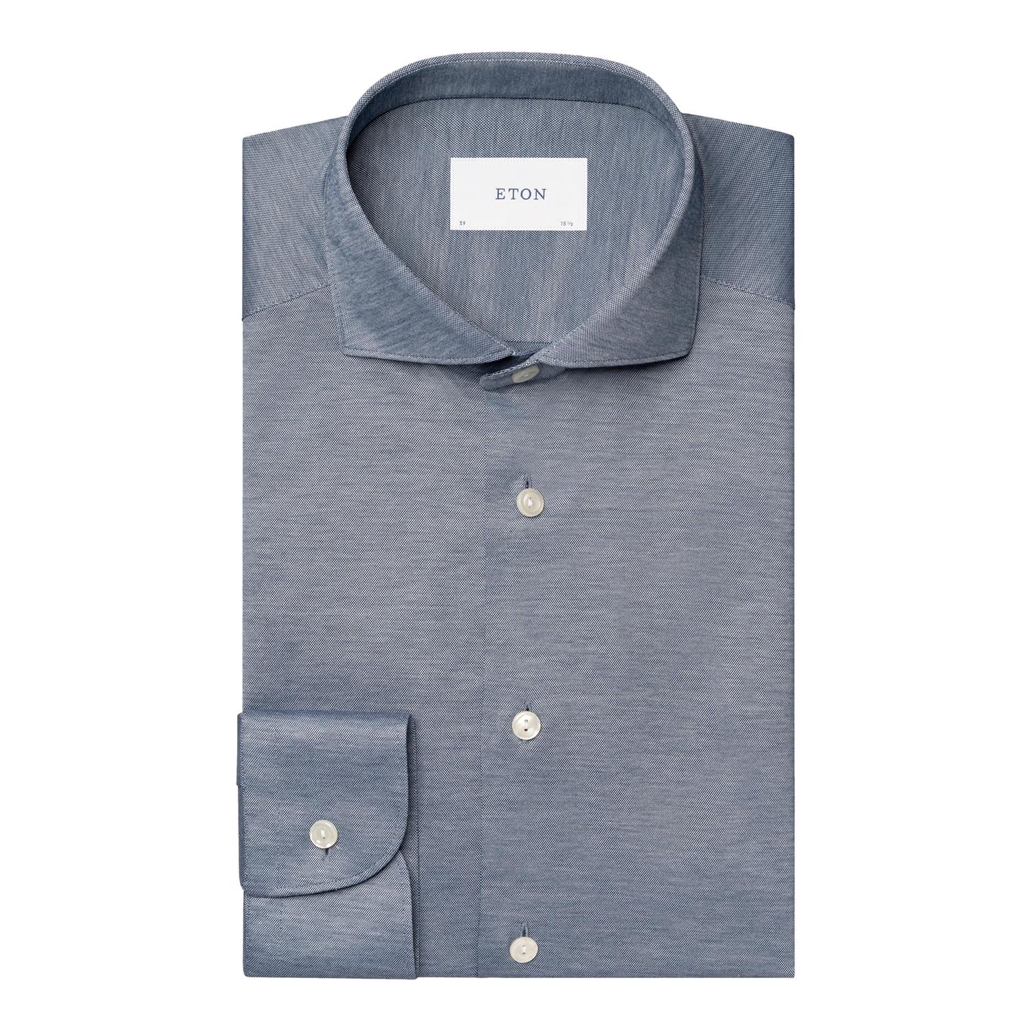 Eton Filo di Scozia Oxford Shirt Contemporary Fit Skjorte Mørk Blå Melert