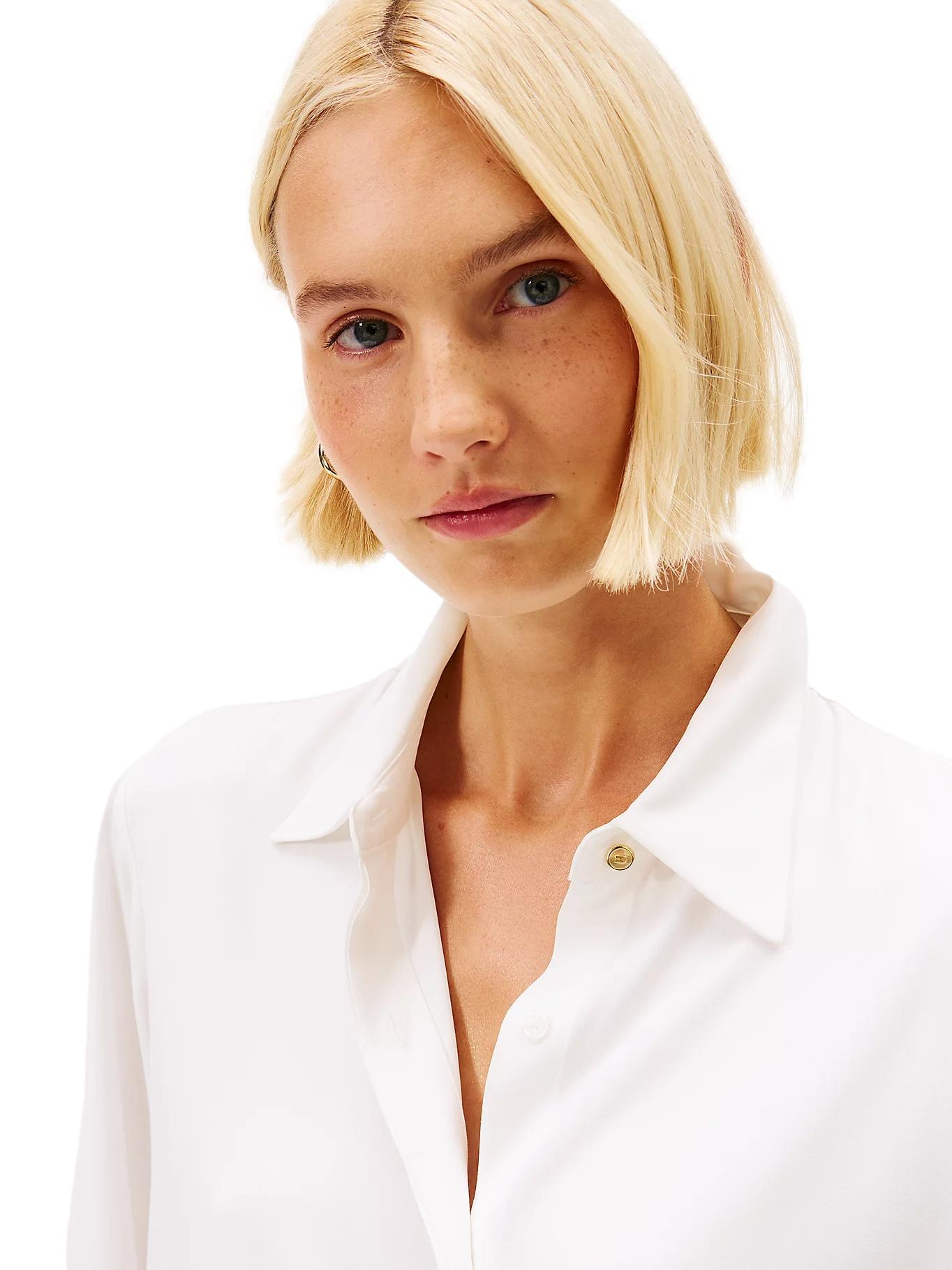Tommy Hilfiger Regular Fit Concealed Placket Shirt Bluse Hvit - chrismoa.no
