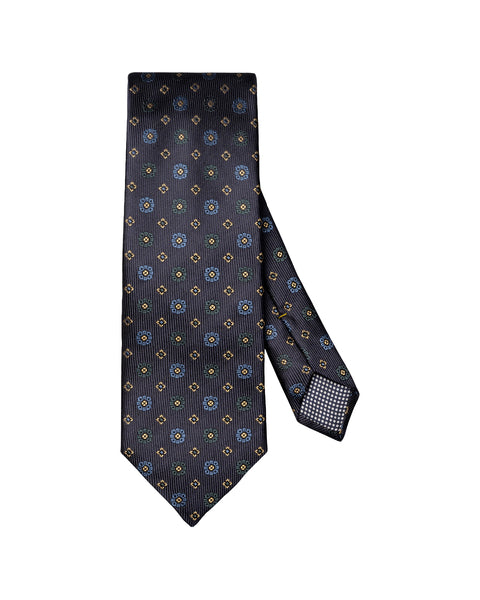 Eton Geometric woven silk tie Slips Blå