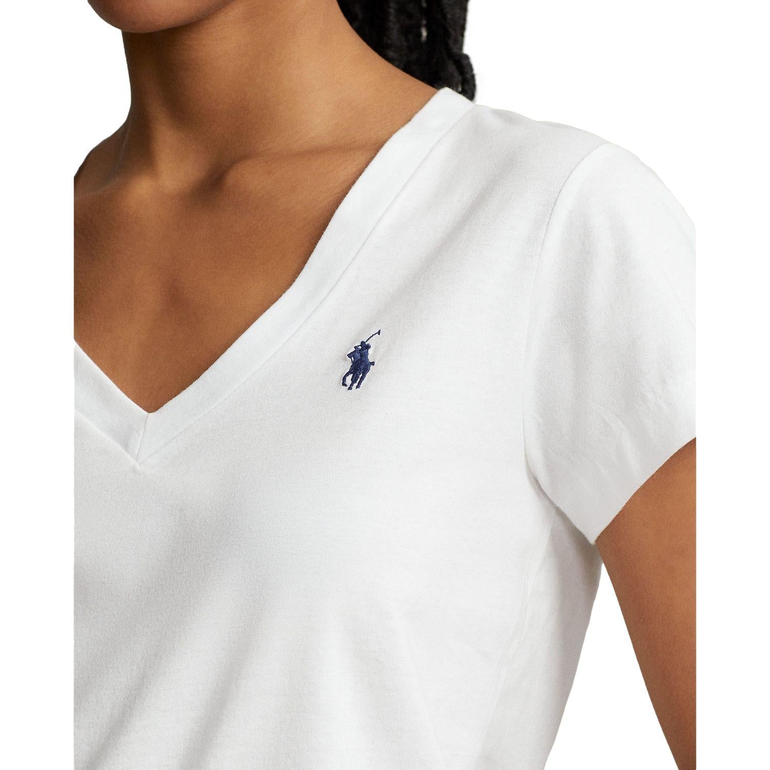 Polo Ralph Lauren Cotton Jersey V-Neck Tee T-Shirt Hvit
