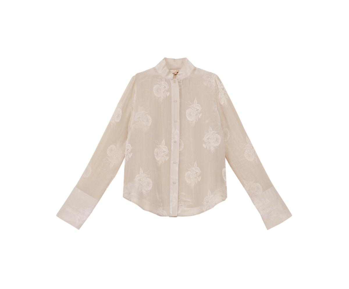 By TiMo Jacquard Blouse Bluse Lys-Beige