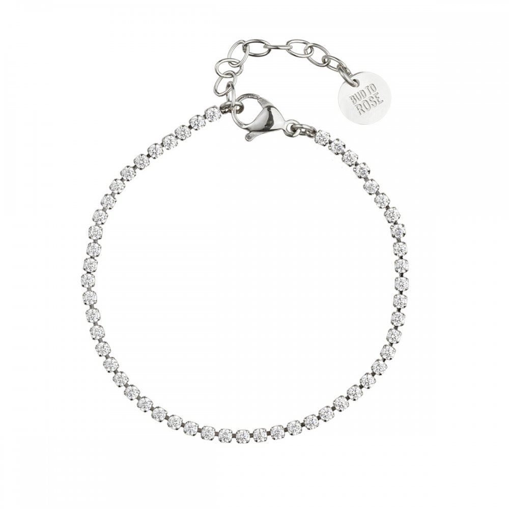 Bud to Rose Ice Tennis Bracelet 2mm Clear/Silver Armbånd Sølv