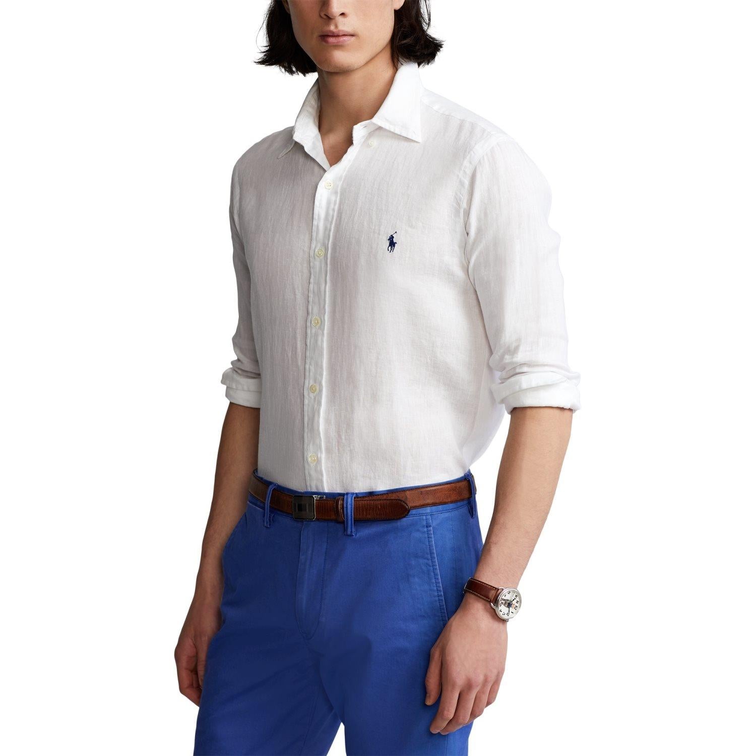 Polo Ralph Lauren Slim Fit Linen Shirt Skjorte Hvit - chrismoa.no