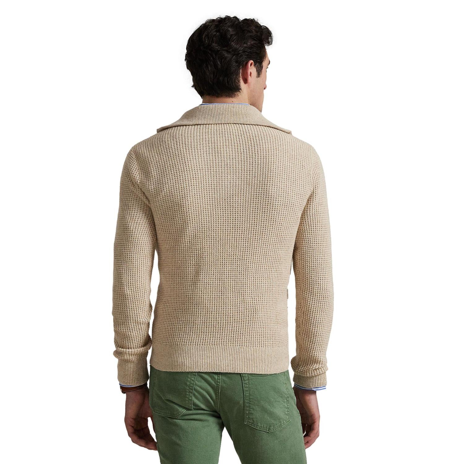 Polo Ralph Lauren WAFFLE WOOL-COTTON QUARTER-ZIP SWEATER Genser Beige - chrismoa.no