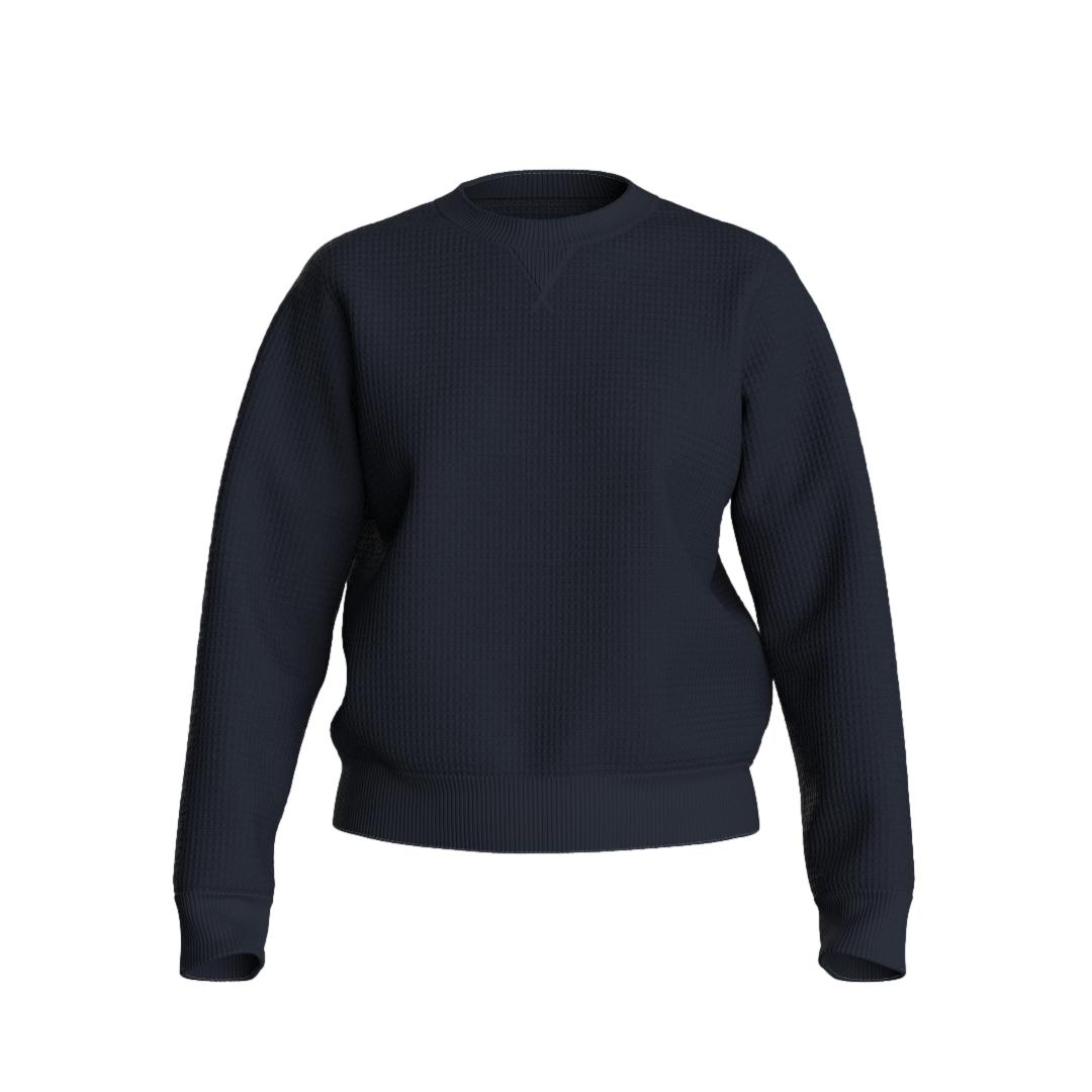 We Norwegians Waffle Crewneck Genser Marine - chrismoa.no