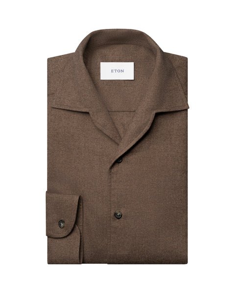 Eton Solid Flannel Shirt Skjorte Brun