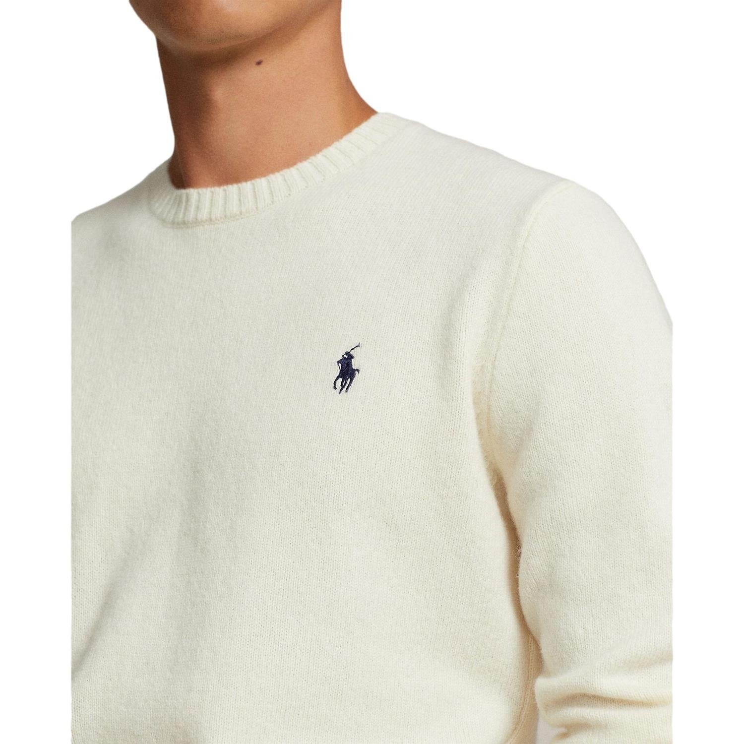 Polo Ralph Lauren Wool Cashmere Crewneck Sweater Genser Cream - chrismoa.no