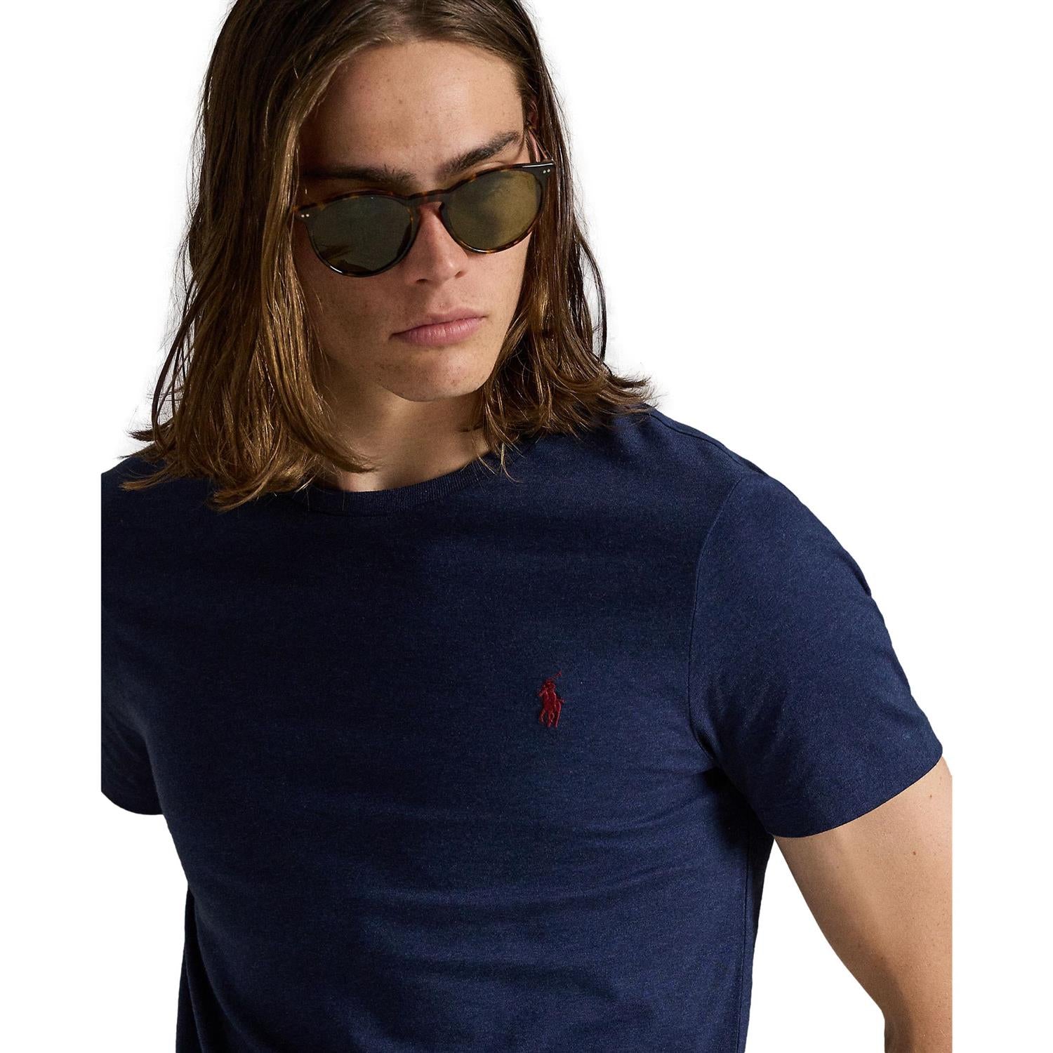 Polo Ralph Lauren CUSTOM SLIM FIT JERSEY CREWNECK T-SHIRT T-Shirt Marine - chrismoa.no