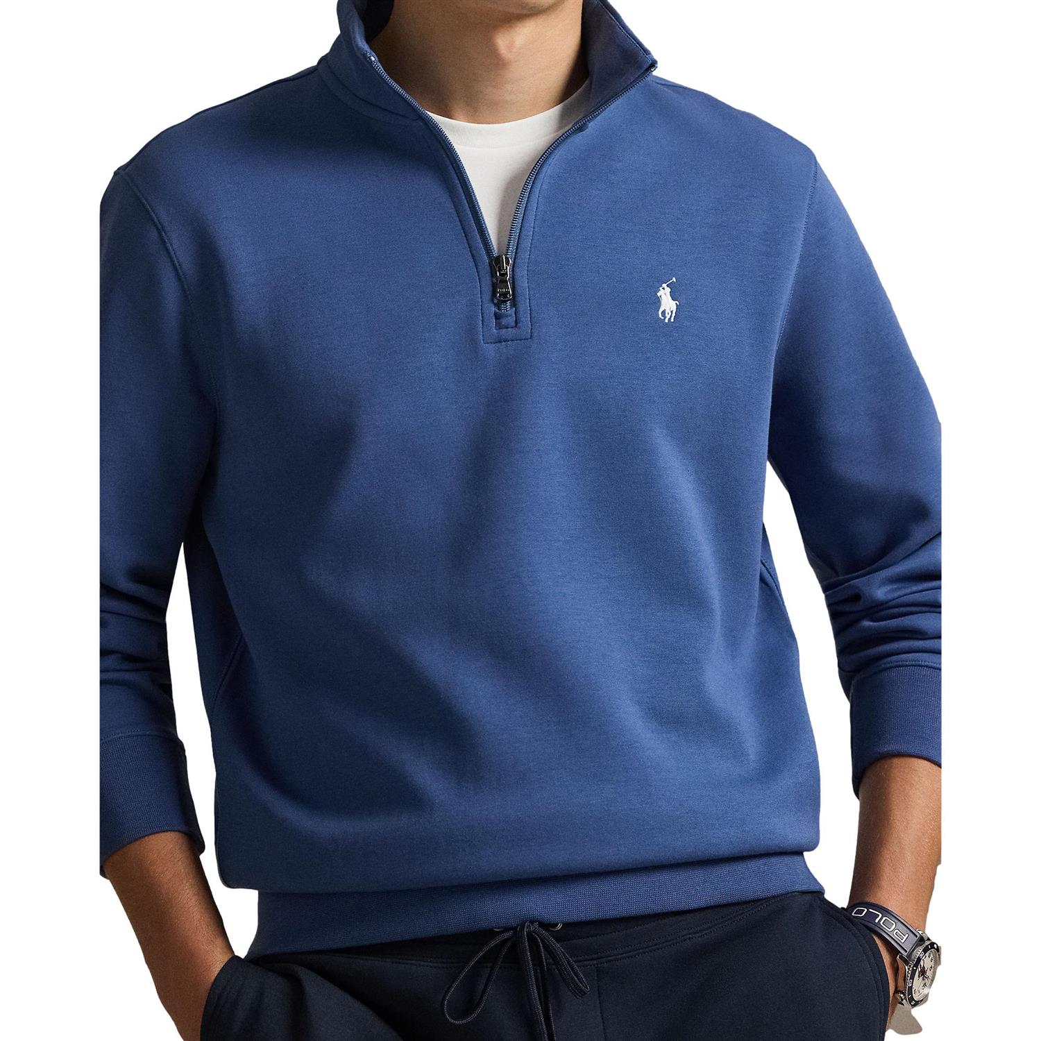 Polo Ralph Lauren Double-Knit Quarter-Zip Pullover Genser Blå - chrismoa.no