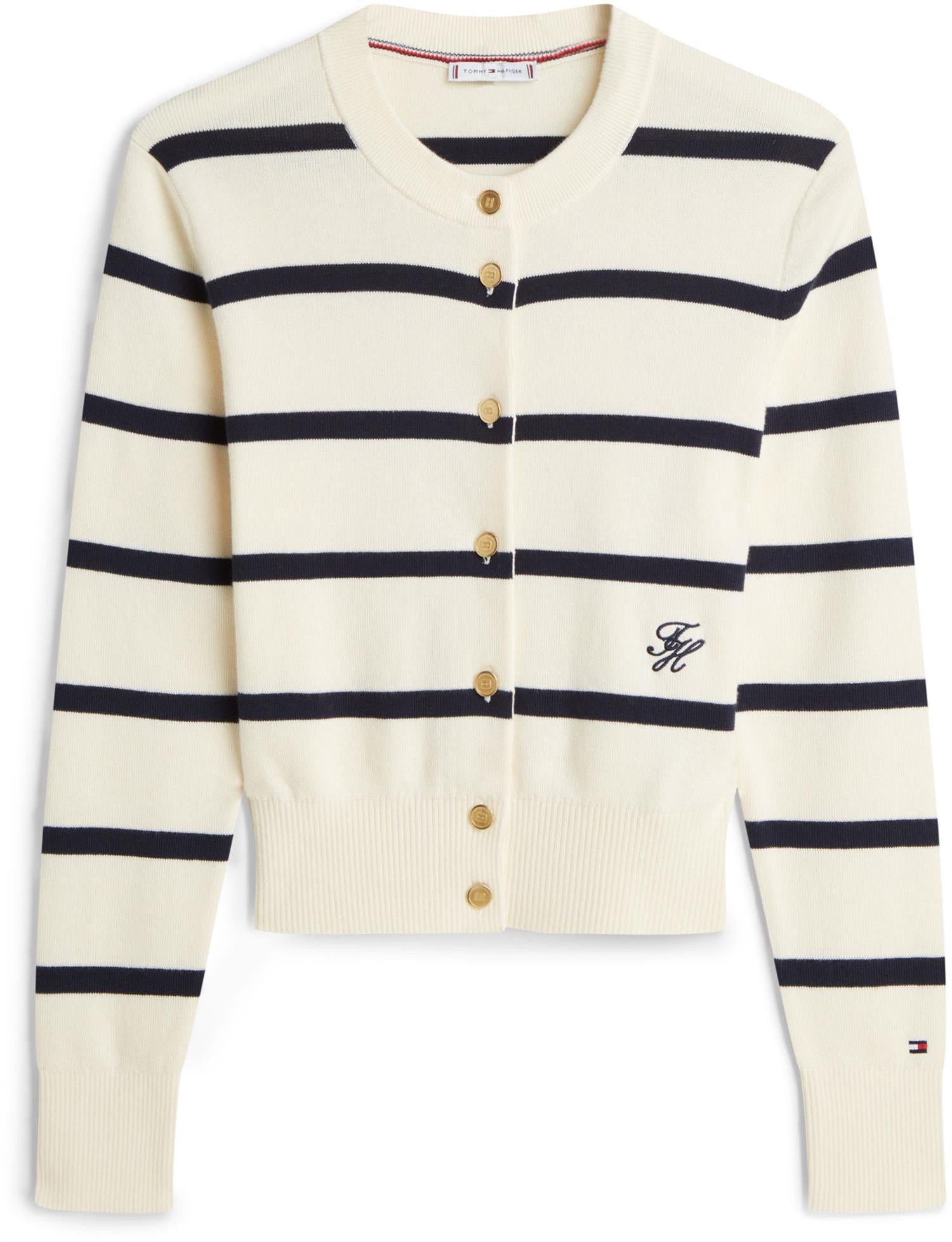 Tommy Hilfiger Co Full Needle C-Nk Cardi Genser Big Stp Calico/Dark N Navy - chrismoa.no