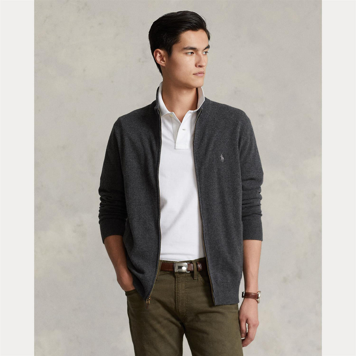 Polo Ralph Lauren Wool full zip Genser Grå