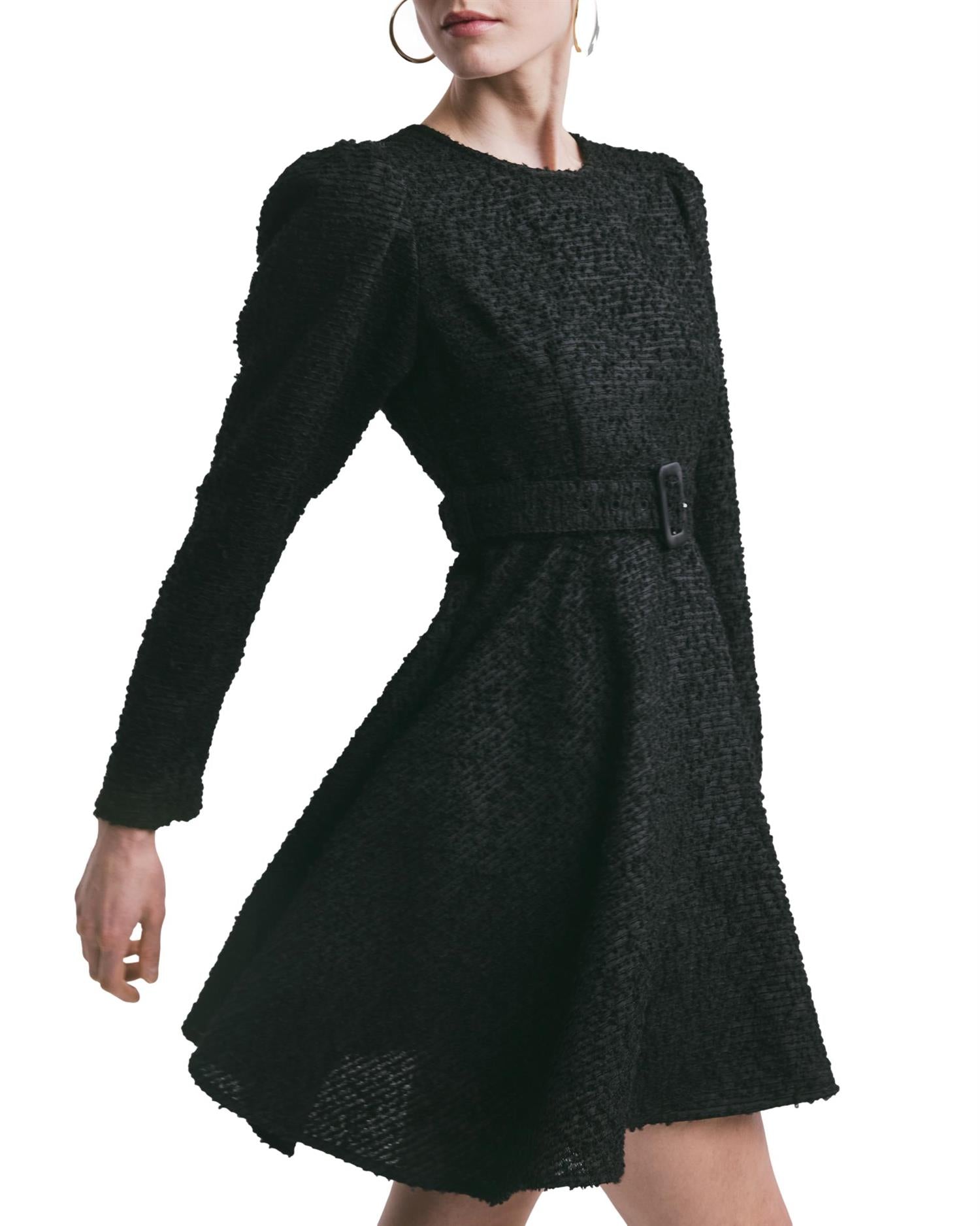By TiMo Bouclé Belt Dress Kjole Sort - chrismoa.no