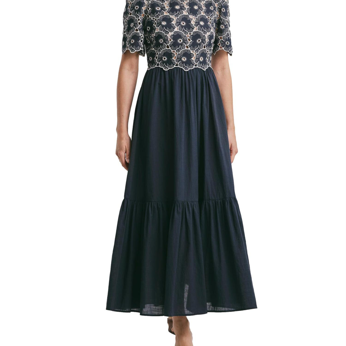 Shop By TiMo Broderie Anglaise Maxi Dress Kjole Marine