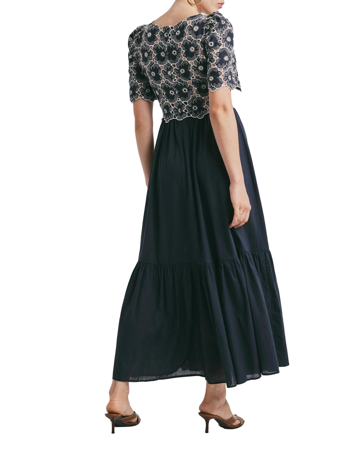 By TiMo Broderie Anglaise Maxi Dress Kjole Marine - chrismoa.no