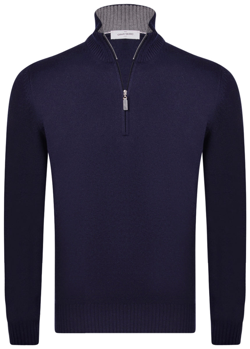 Gran Sasso Mock Zip Genser Marine - chrismoa.no