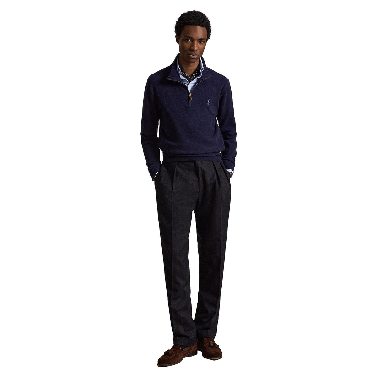 Polo Ralph Lauren Wool Quarter-Zip Sweater Genser Marine
