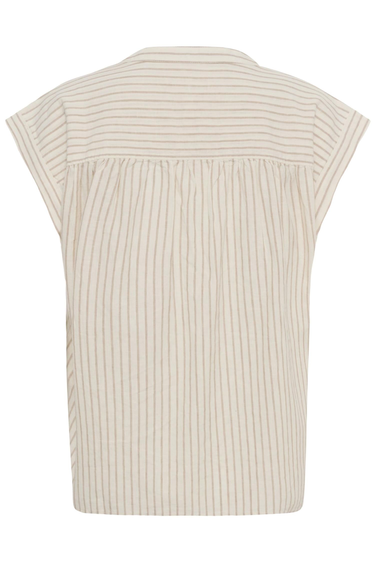 Part Two Bettinapw skjorte med nøytral stripemønster, kortermet og lett, vises i denne bilde av en stilren bluse.