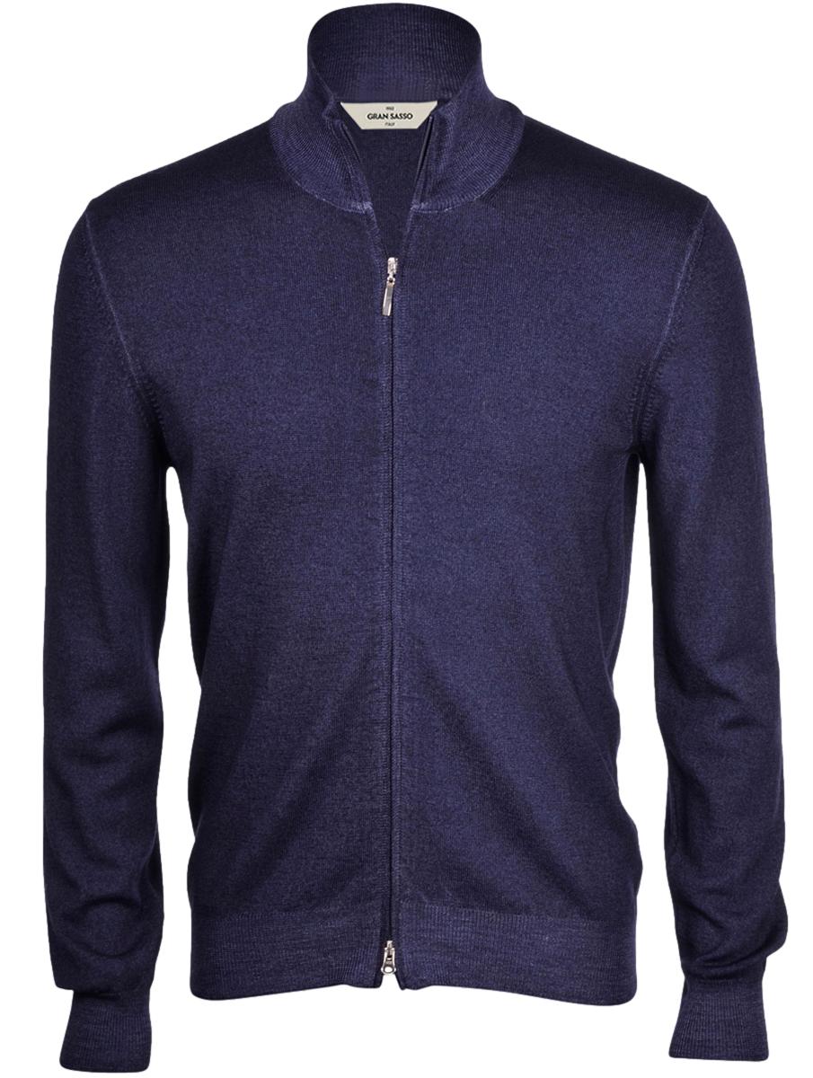 Gran Sasso Extrafine Merino Full-zip Genser Marine