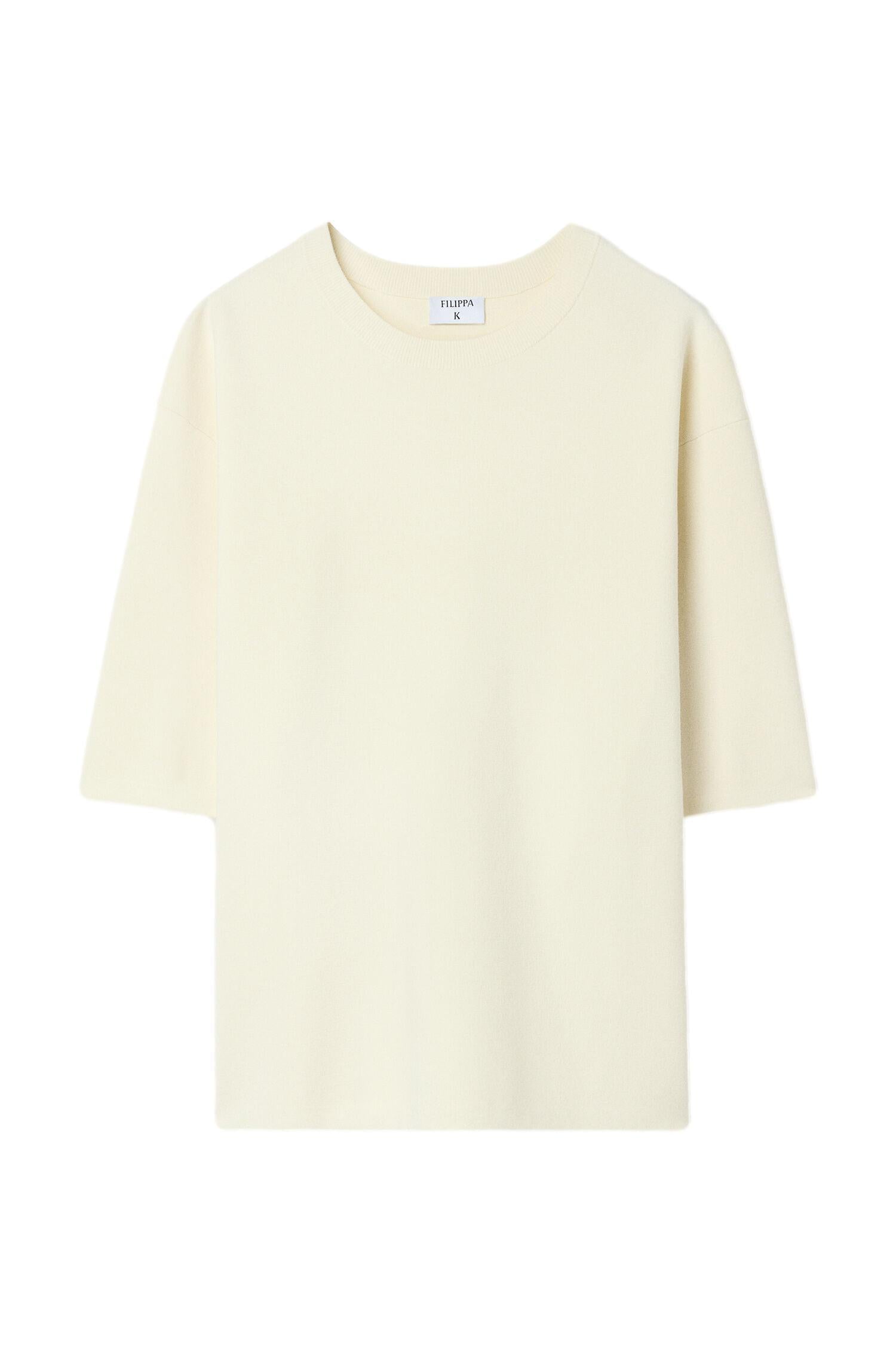 Filippa K Milano Knit T-Shirt T-Shirt Cream - chrismoa.no
