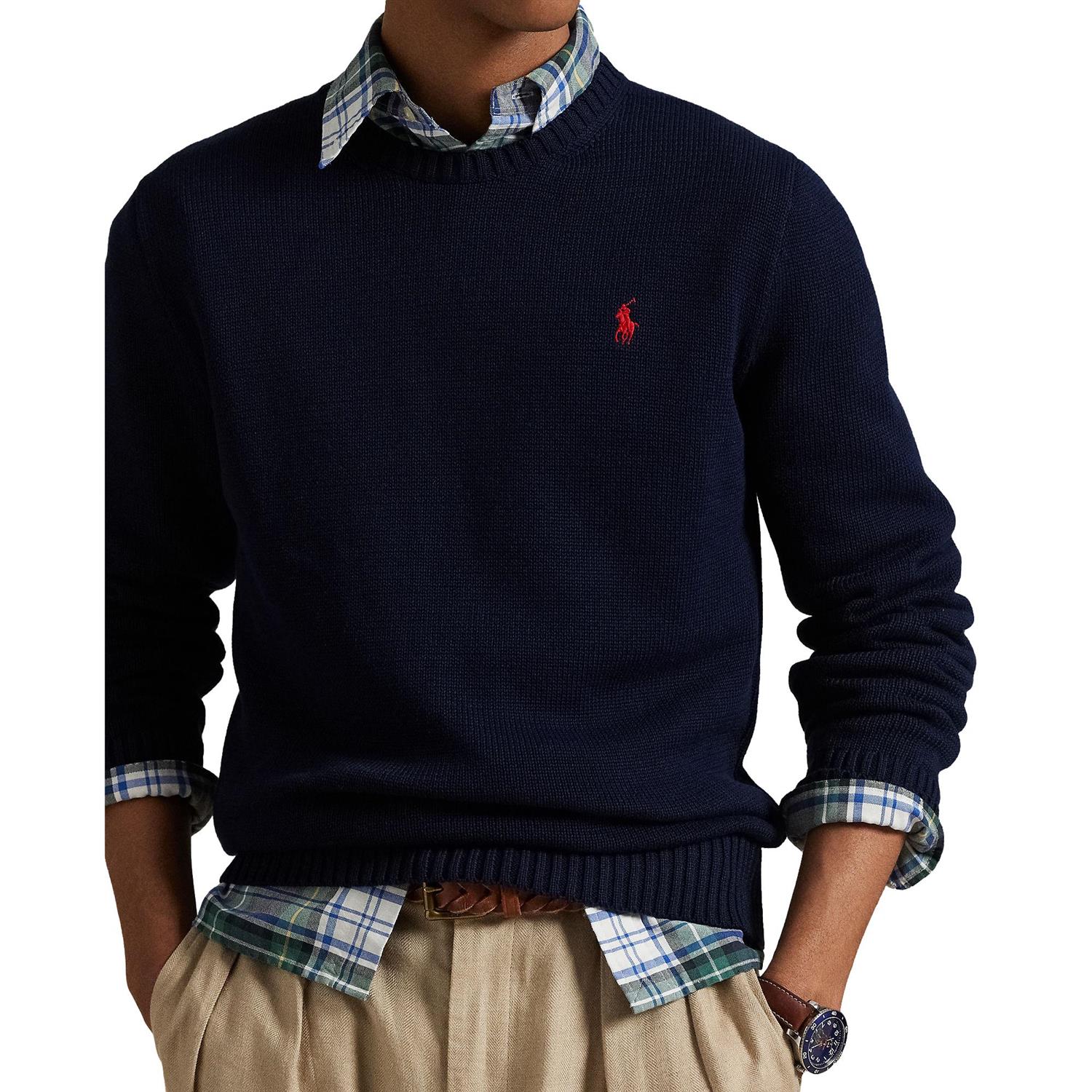 Polo Ralph Lauren Cotton Crewneck Sweater Genser Marine