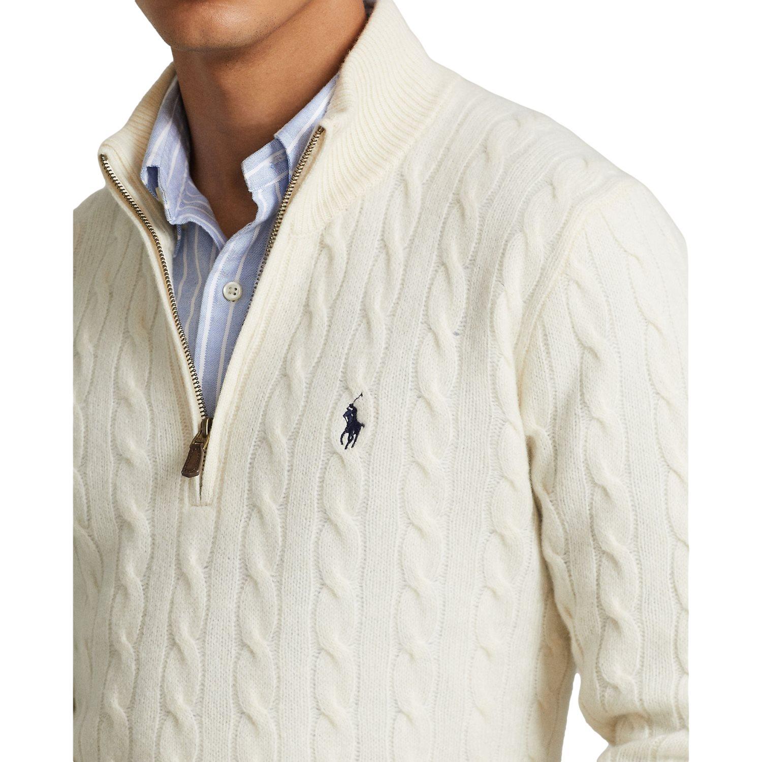 Polo Ralph Lauren Cable-Knit Wool-Cashmere Sweater Genser Kremfarget