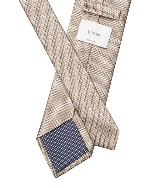 Eton Micro Woven Cotton Silk Tie Slips Lys-Beige - chrismoa.no