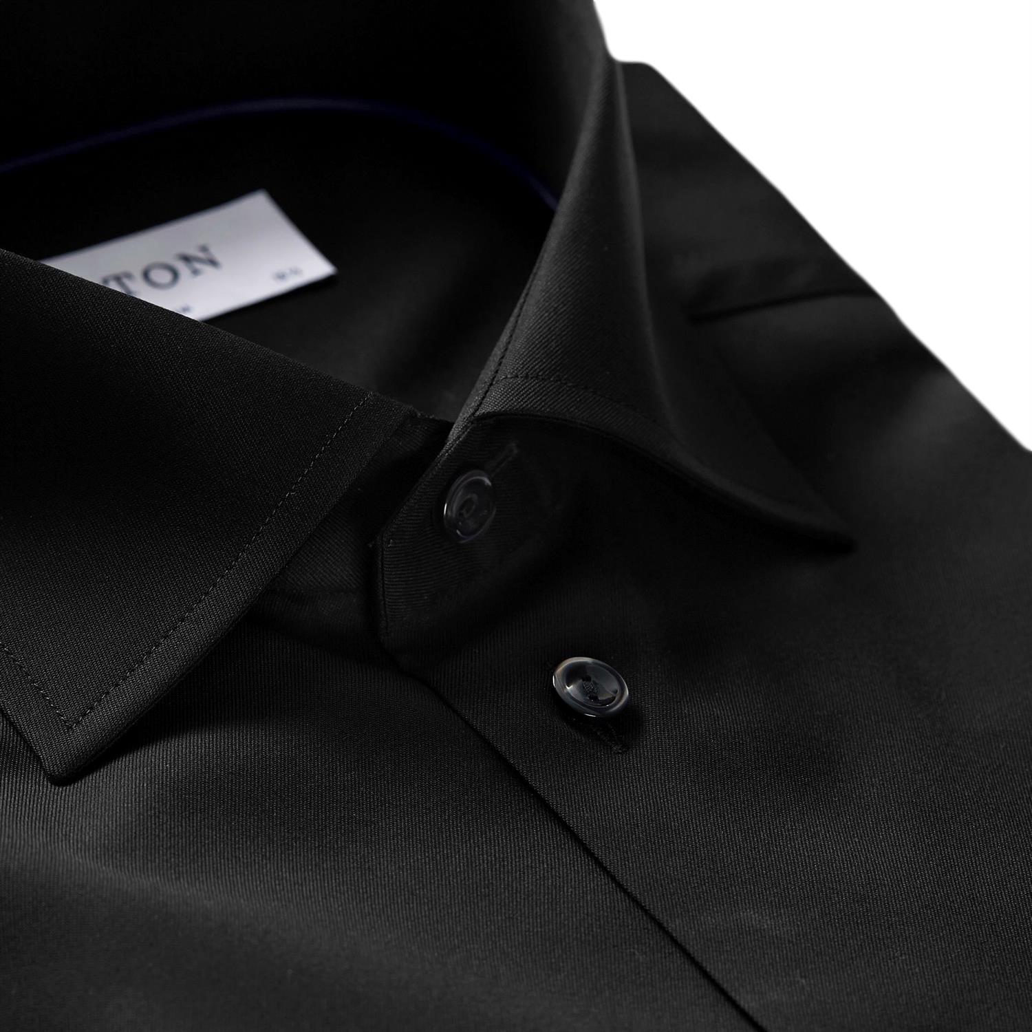 Eton Black Signature Twill Slim Fit Shirt Skjorte Sort