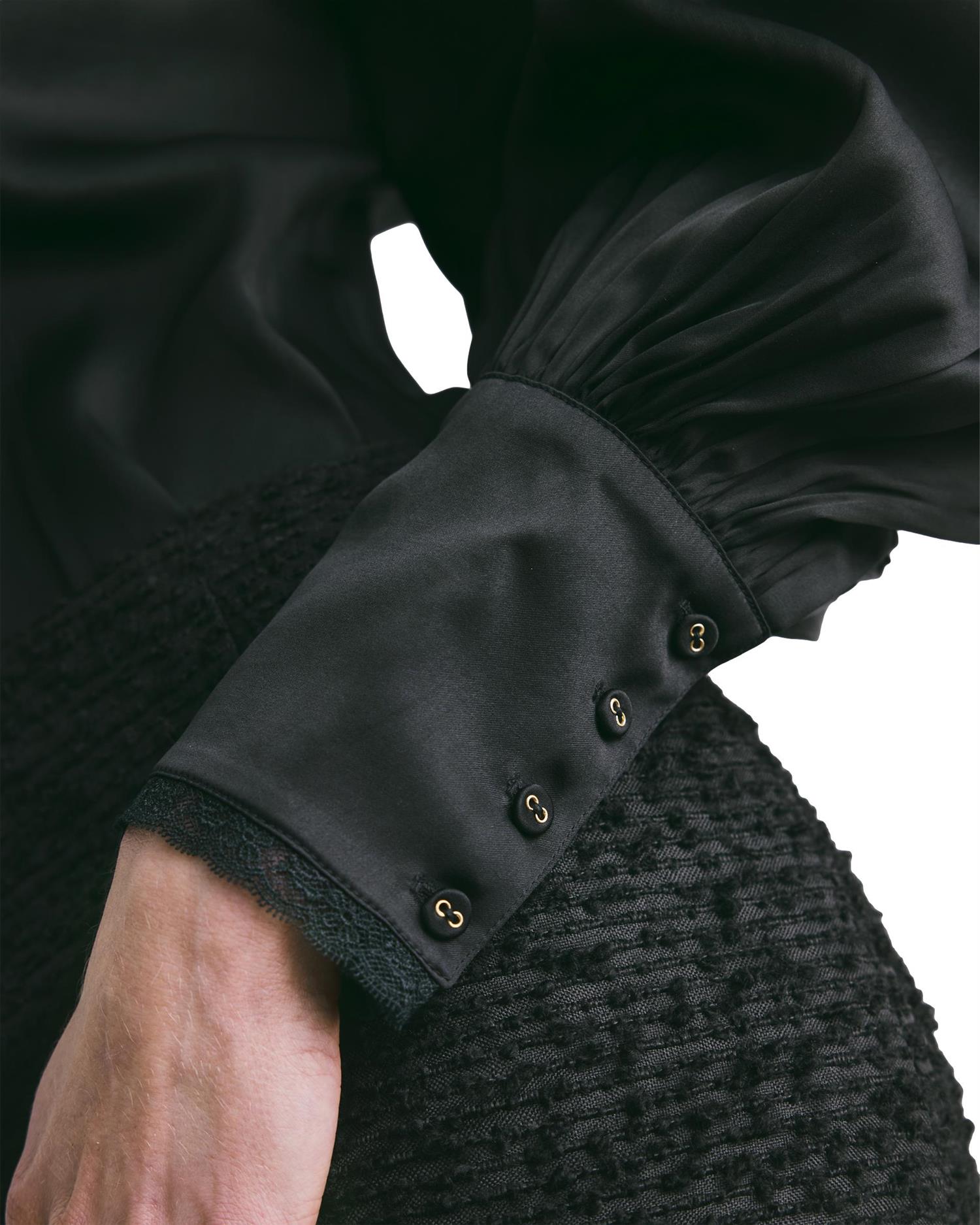 By TiMo Satin Blouse Bluse Sort - chrismoa.no