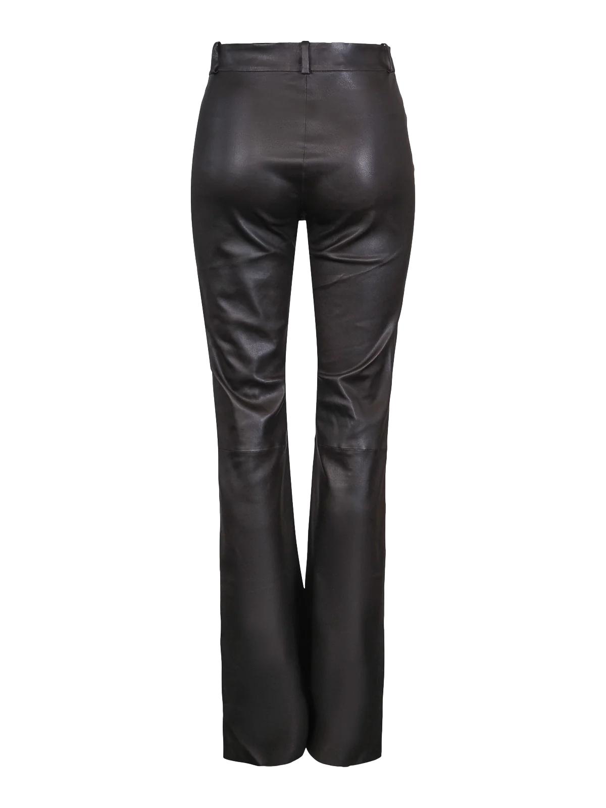 Haust Leather Stretch Bootcut Bukse Brun - chrismoa.no