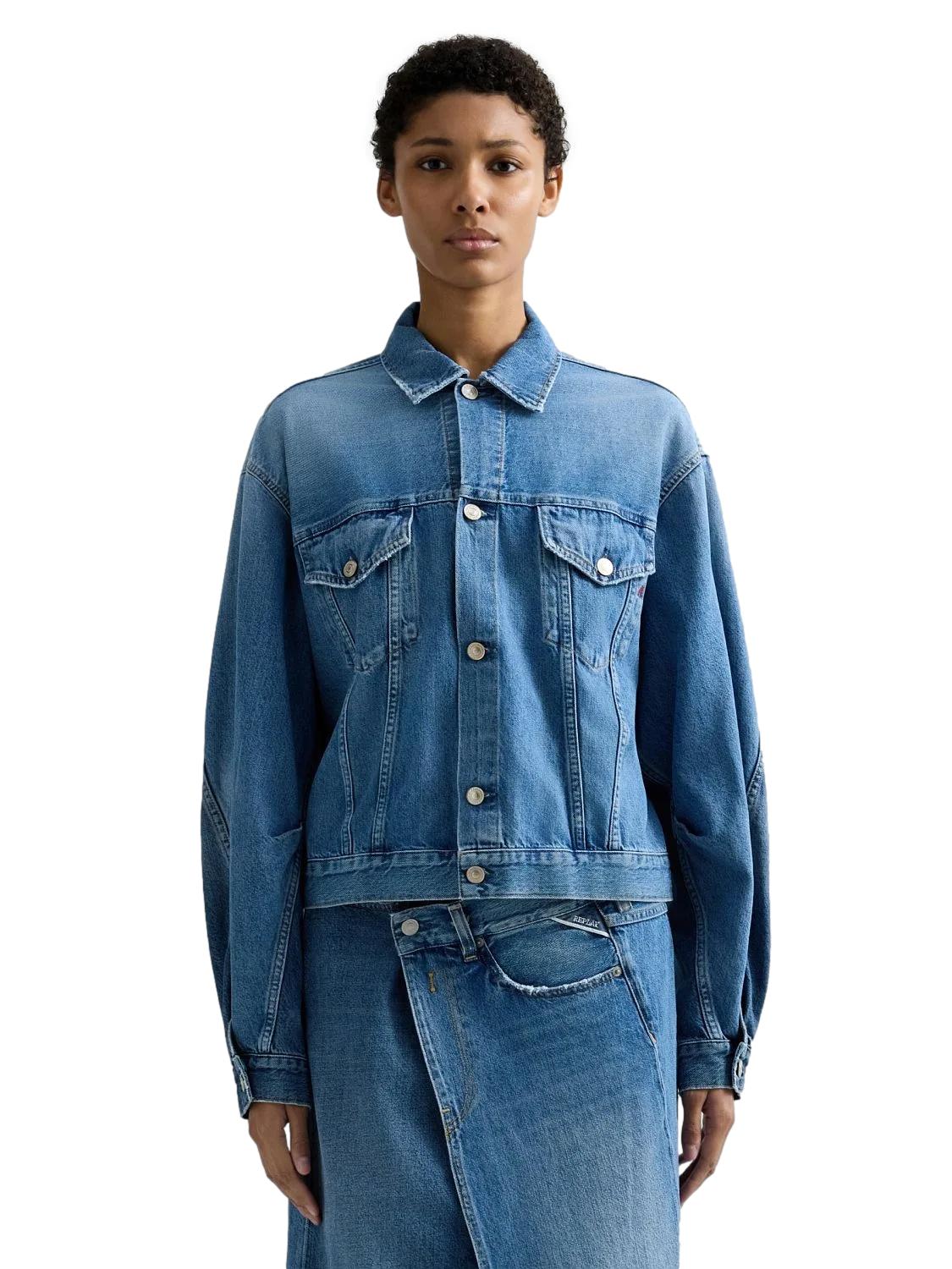 Replay Two-Tone Denim Relaxed-Fit Jacket Jakke Denim - chrismoa.no