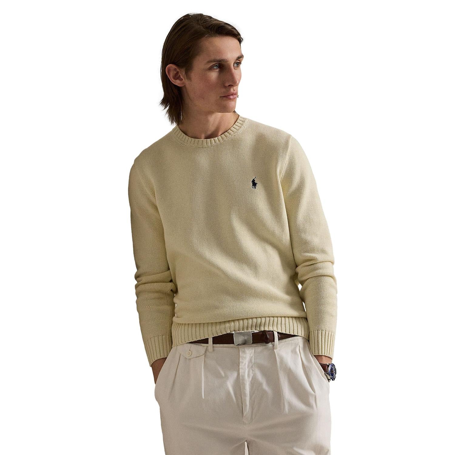 Polo Ralph Lauren Cotton Crewneck Sweater Genser Off-White
